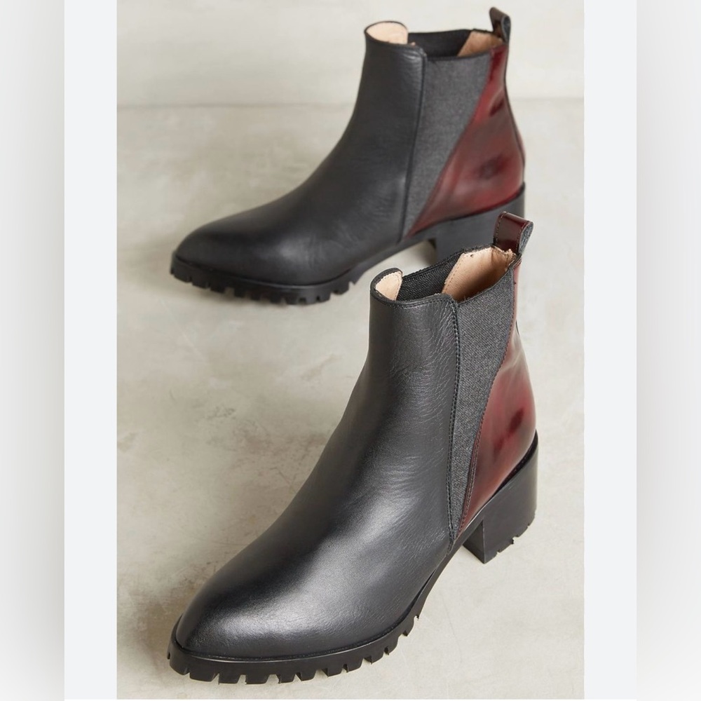 Black leather booties